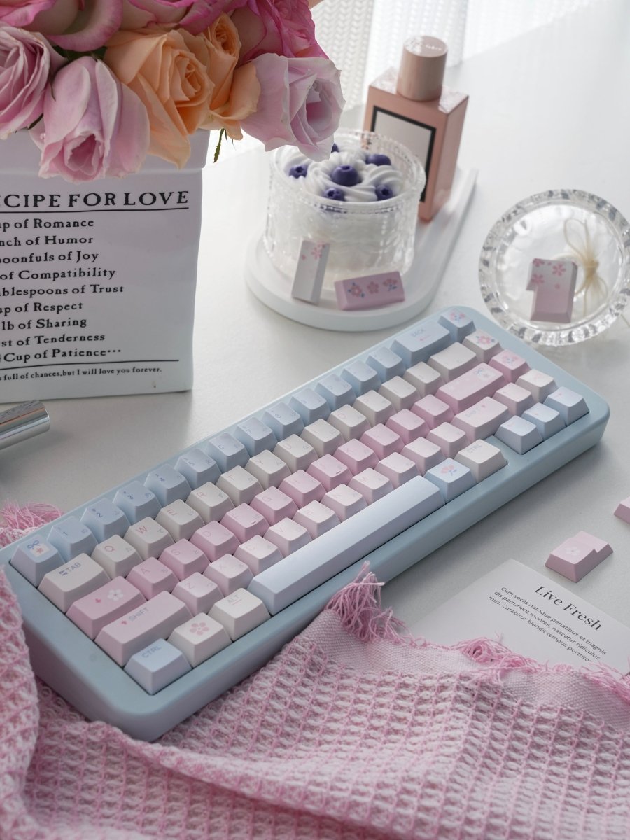 Floral Love Sky - Themed Cute Artisan Keycap Set - KeyArtisan