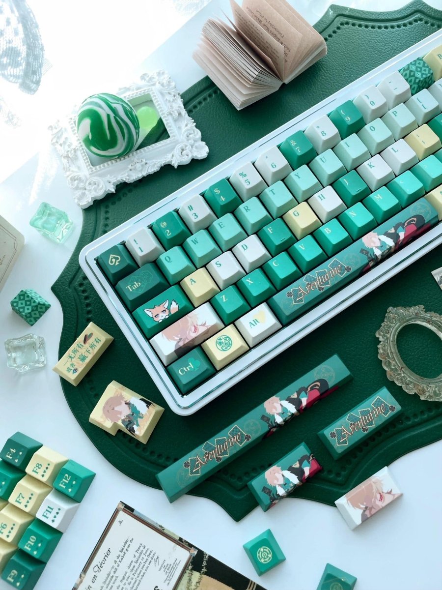Green Aventurine Theme Anime Keycap Set - KeyArtisan