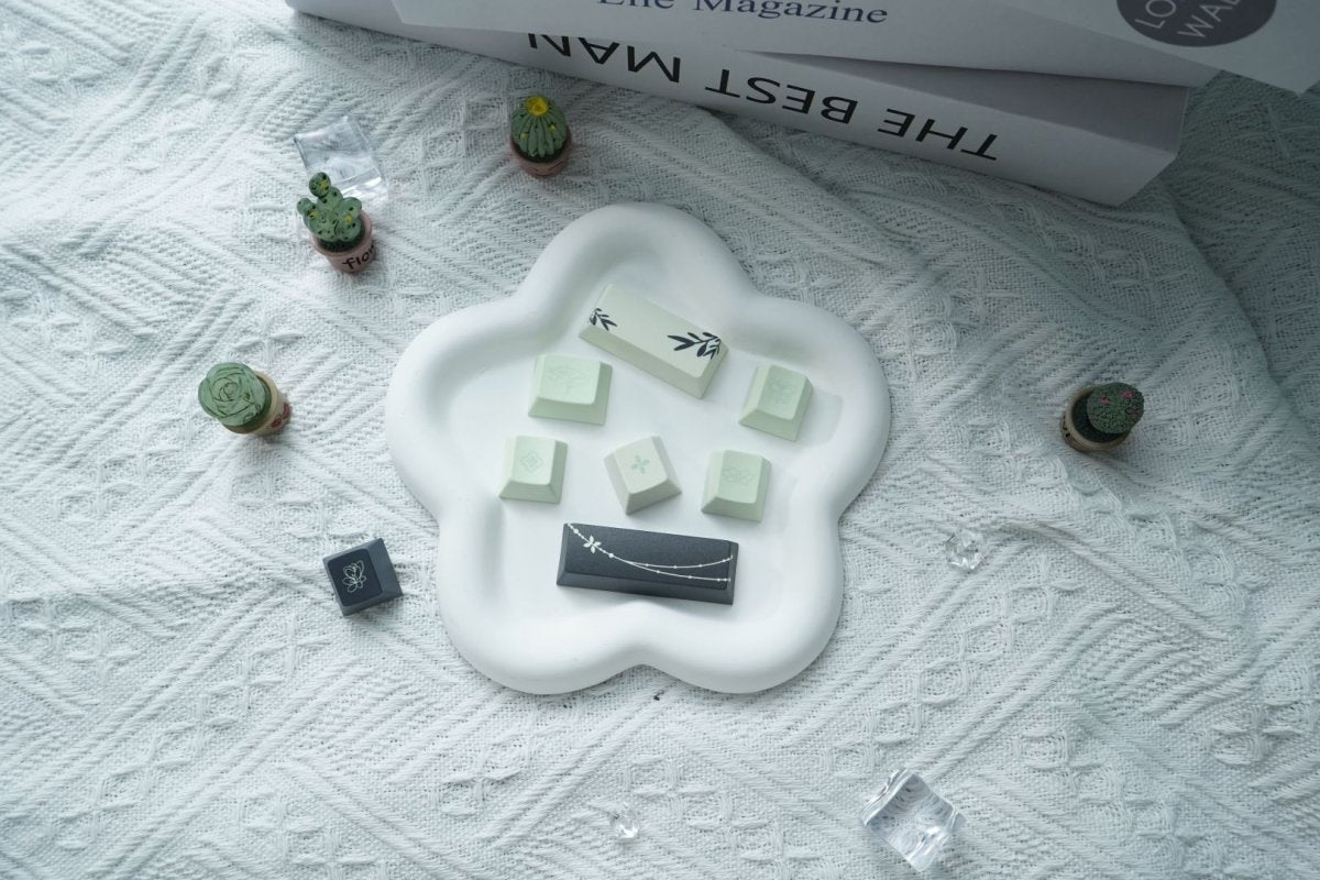 Green Floral Theme Matcha Keycap Set - KeyArtisan