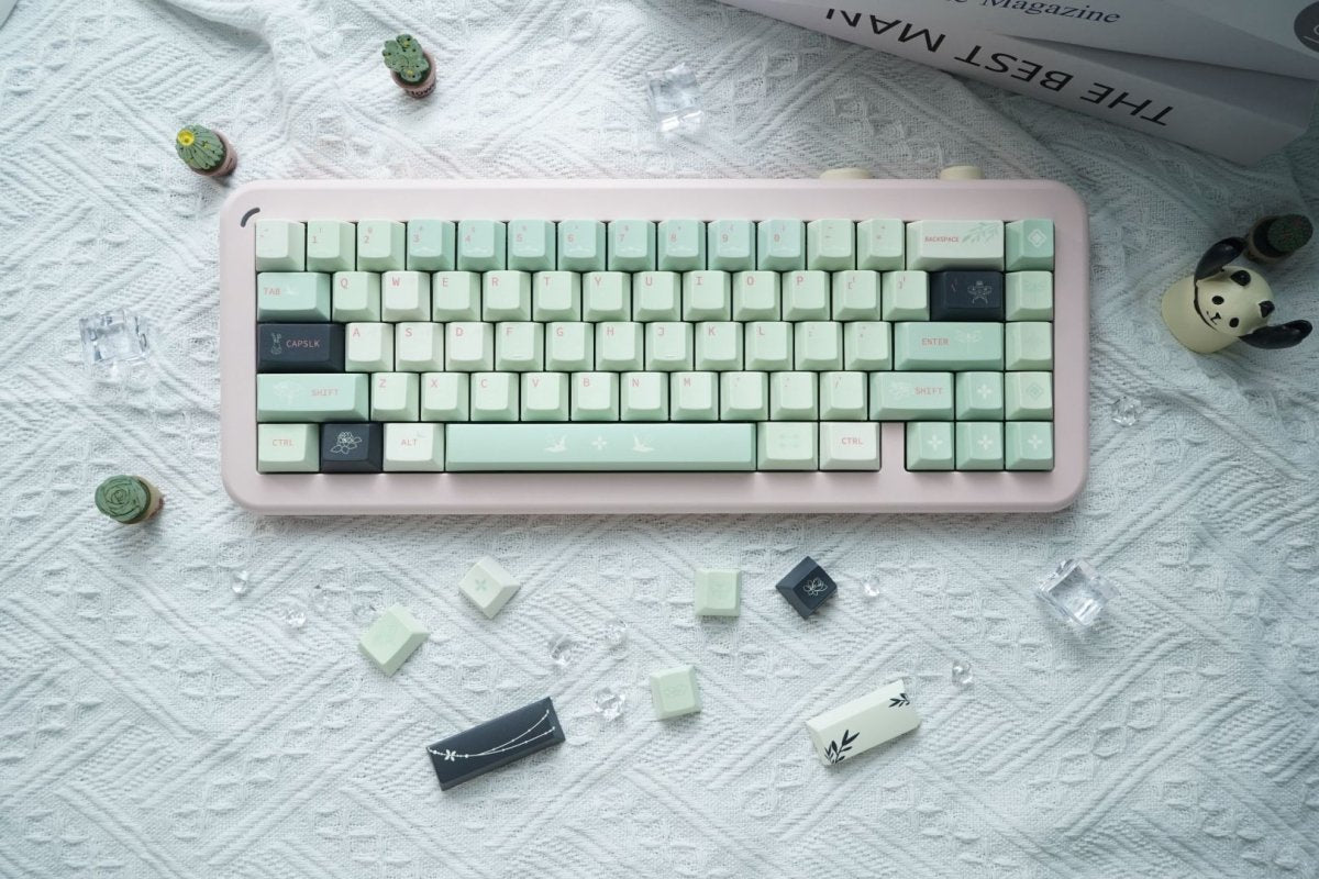 Green Floral Theme Matcha Keycap Set - KeyArtisan