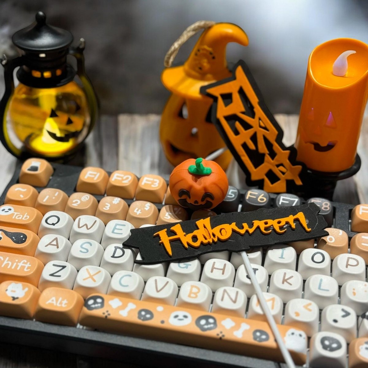Halloween Pumpkin Ghost Spooky Keycap Set - KeyArtisan
