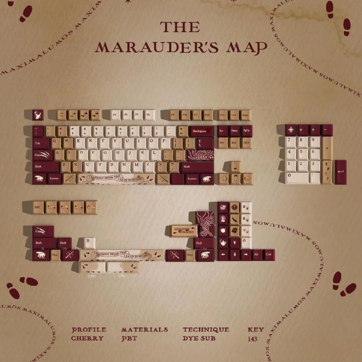 Harry Potter | Marauder’s Map Theme Keycap Set - KeyArtisan® - KeyArtisan