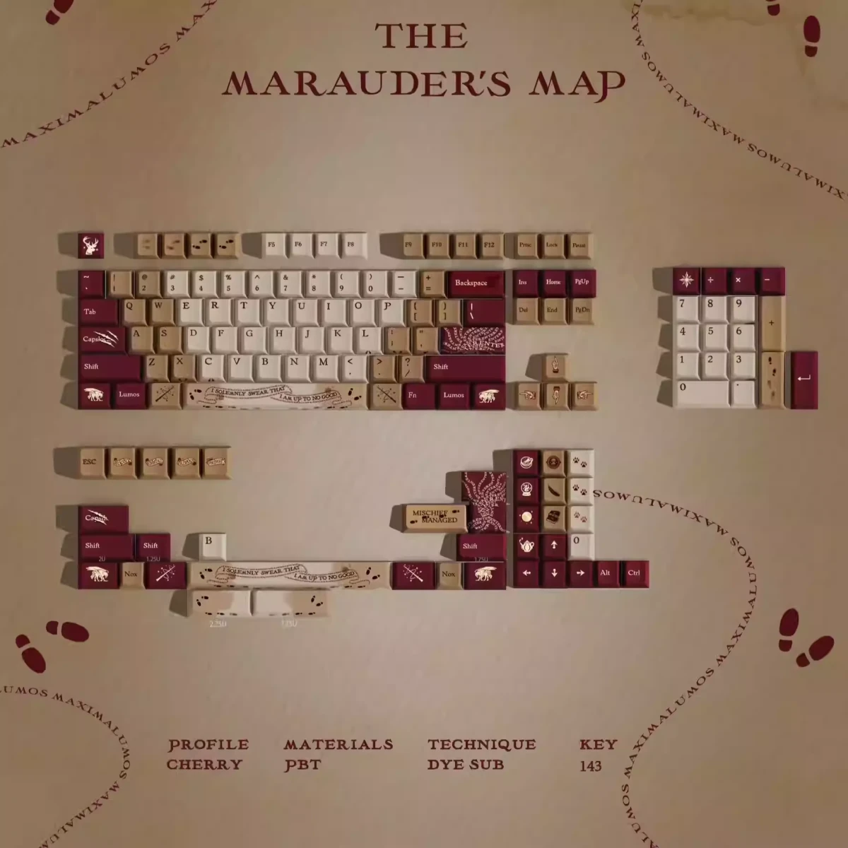 Harry Potter | Marauder’s Map Theme Keycap Set - KeyArtisan® - KeyArtisan