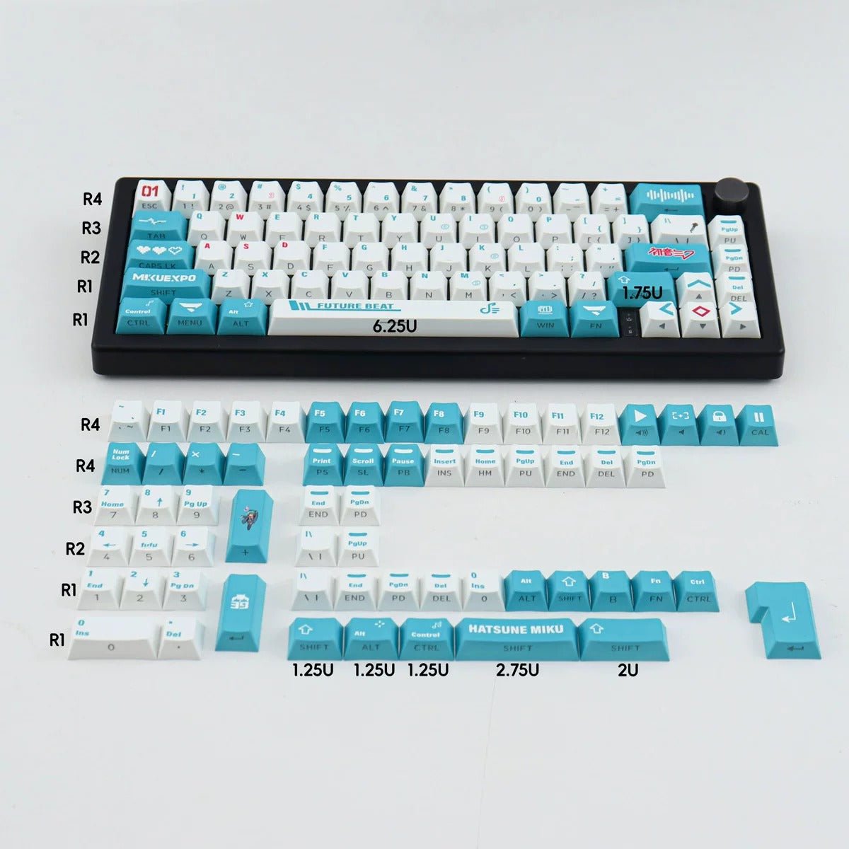 Hatsune Miku Theme Japanese Style Side Backlit Keycap Set - KeyArtisan