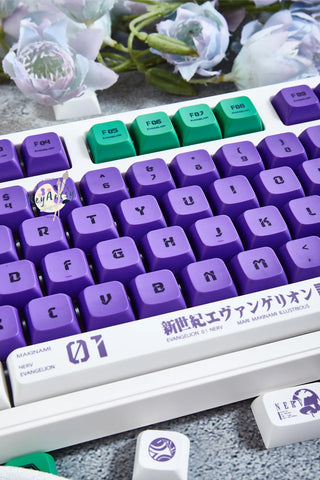 Cool Purple EVA-01 Anime PBT XDA Keycap Set