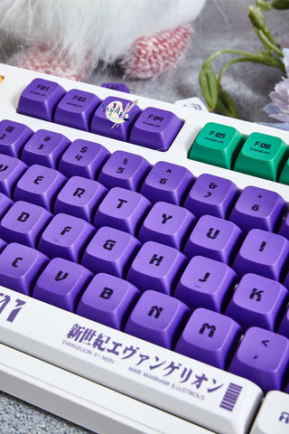Cool Purple EVA-01 Anime PBT XDA Keycap Set