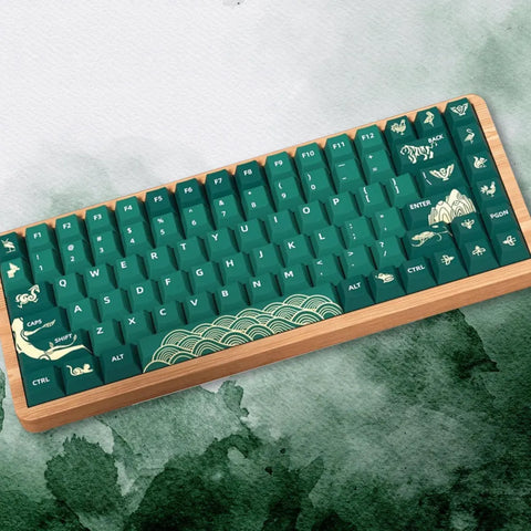 Cool Green Animal Forest Theme Keycap Set