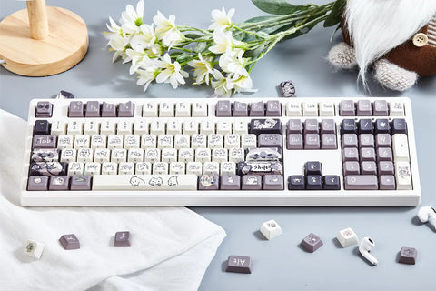 148 Key Cute Raccoon Theme Keycaps Set