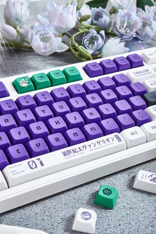 Cool Purple EVA-01 Anime PBT XDA Keycap Set