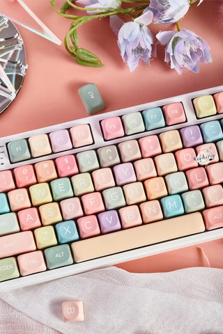Cute Colorful Candy Theme PBT MOA Round Keycap Set