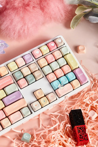 Cute Colorful Candy Theme PBT MOA Round Keycap Set