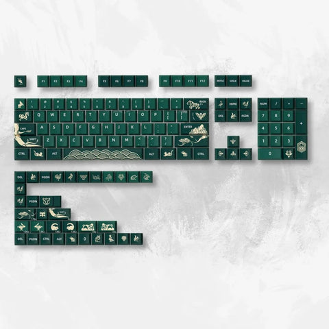 Cool Green Animal Forest Theme Keycap Set