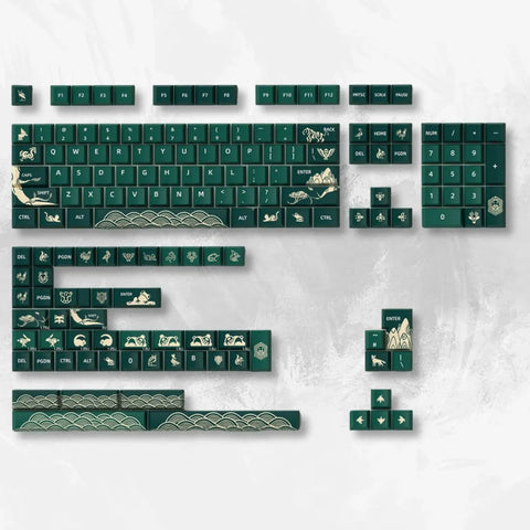Cool Green Animal Forest Theme Keycap Set