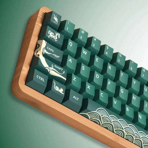 Cool Green Animal Forest Theme Keycap Set