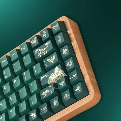 Cool Green Animal Forest Theme Keycap Set