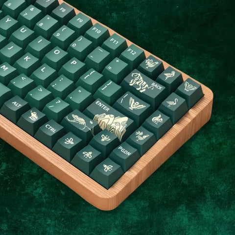 Cool Green Animal Forest Theme Keycap Set