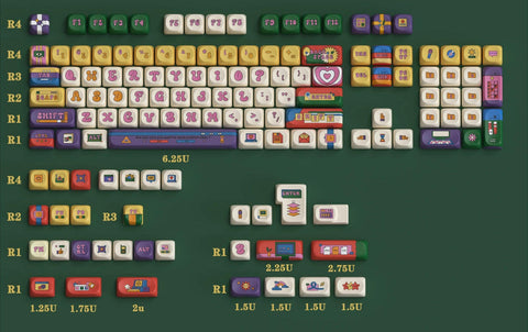 American Vintage Keycaps | SOA Profile Keycap Set | PBT Material | Keycaps For MX Switch | GMk Clone Artisan Keycap Set