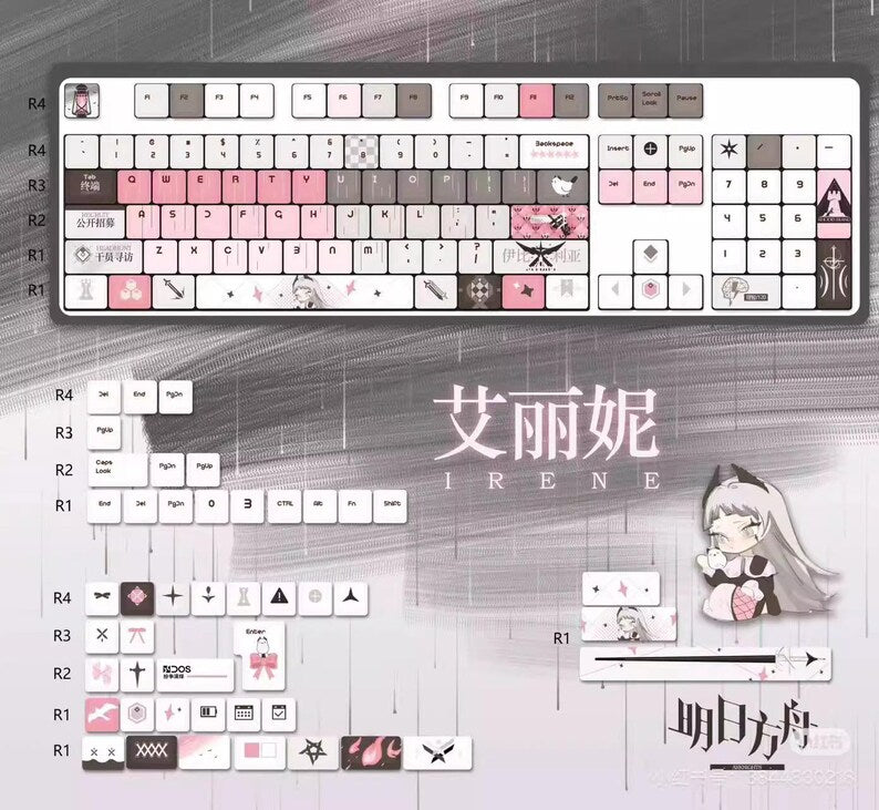 Cool Arknights Irene Theme Anime Keycaps Set for Mechanical Keyboard, Artisan Keycaps, Cherry Profile, Mx(+)Switches, 149pcs