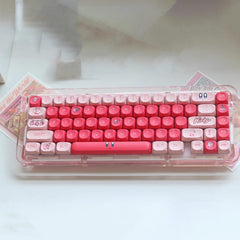 Cute Pink Kirby Theme Artisan Keycap Set for Mechanical Keyboard, Cherry / XDA / MOA Profile, Pbt Dye-Sub, Mx(+)Switches, 122pcs