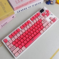 Cute Pink Kirby Theme Artisan Keycap Set for Mechanical Keyboard, Cherry / XDA / MOA Profile, Pbt Dye-Sub, Mx(+)Switches, 122pcs