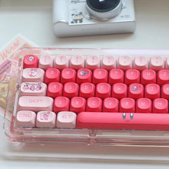Cute Pink Kirby Theme Artisan Keycap Set for Mechanical Keyboard, Cherry / XDA / MOA Profile, Pbt Dye-Sub, Mx(+)Switches, 122pcs