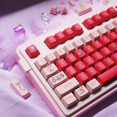 Cute Pink Kirby Theme Artisan Keycap Set for Mechanical Keyboard, Cherry / XDA / MOA Profile, Pbt Dye-Sub, Mx(+)Switches, 122pcs