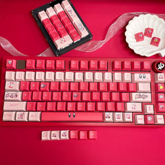 Cute Pink Kirby Theme Artisan Keycap Set for Mechanical Keyboard, Cherry / XDA / MOA Profile, Pbt Dye-Sub, Mx(+)Switches, 122pcs