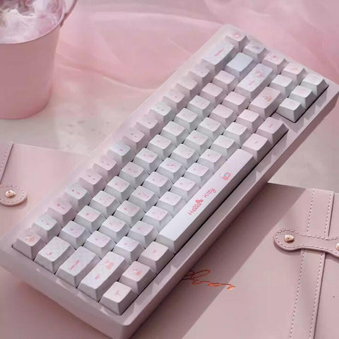 Cute Pink Hello Kitty Theme Keycap Set for Mechanical Keyboard | Artisan Pastel Design Keycaps - KeyArtisan®