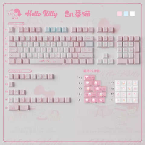 Cute Pink Hello Kitty Theme Keycap Set for Mechanical Keyboard | Artisan Pastel Design Keycaps - KeyArtisan®