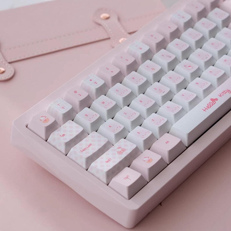 Cute Pink Hello Kitty Theme Keycap Set for Mechanical Keyboard | Artisan Pastel Design Keycaps - KeyArtisan®