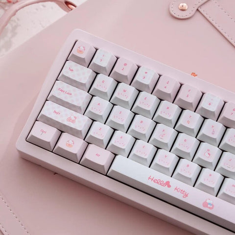Cute Pink Hello Kitty Theme Keycap Set for Mechanical Keyboard | Artisan Pastel Design Keycaps - KeyArtisan®