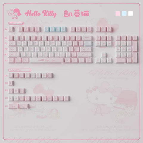 Cute Pink Hello Kitty Theme Keycap Set for Mechanical Keyboard | Artisan Pastel Design Keycaps - KeyArtisan®