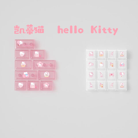 Cute Pink Hello Kitty Theme Keycap Set for Mechanical Keyboard | Artisan Pastel Design Keycaps - KeyArtisan®