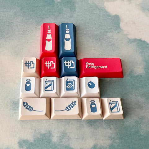 Soy Milk Keycap Set, Cherry and MOA Profile, Cute Art, PBT, Cherry MX Stem, Dye-Sub Legends