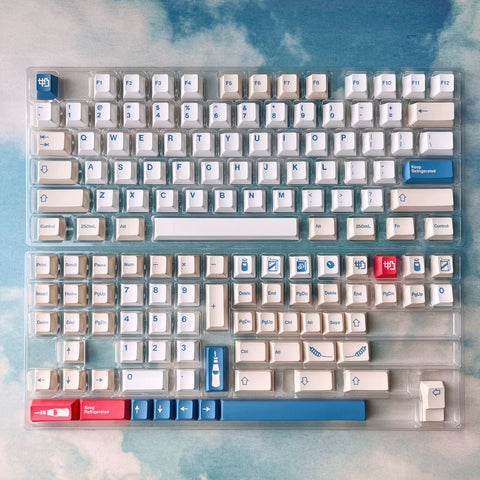 Soy Milk Keycap Set, Cherry and MOA Profile, Cute Art, PBT, Cherry MX Stem, Dye-Sub Legends