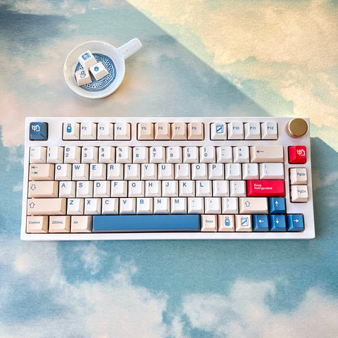 Soy Milk Keycap Set, Cherry and MOA Profile, Cute Art, PBT, Cherry MX Stem, Dye-Sub Legends