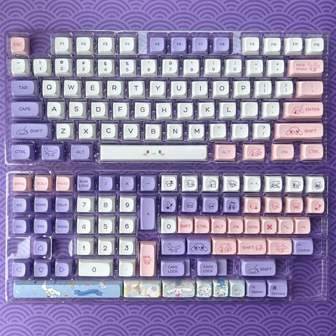 Kawaii Cinnamonroll Keycap Set, XDA Profile, Cute Art, PBT, Mac Friendly, Cherry MX Stem, Dye-Sub Legends