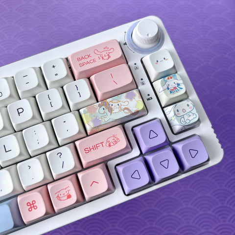 Kawaii Cinnamonroll Keycap Set, XDA Profile, Cute Art, PBT, Mac Friendly, Cherry MX Stem, Dye-Sub Legends