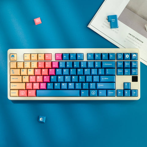 Vilebloom Colorful Gradient Keycaps | Cherry Profile Keycaps Set | PBT Material | Keycaps For MX Switch | GMk Clone Artisan Keycap Set