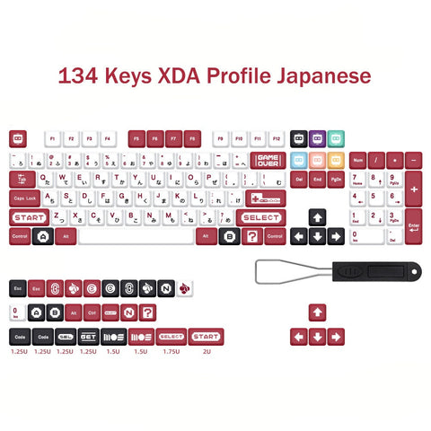 Red and White Retro Keycaps | XDA Profile Keycaps Set | PBT Material | Keycaps For MX Switch | GMk Clone Artisan Keycap Set
