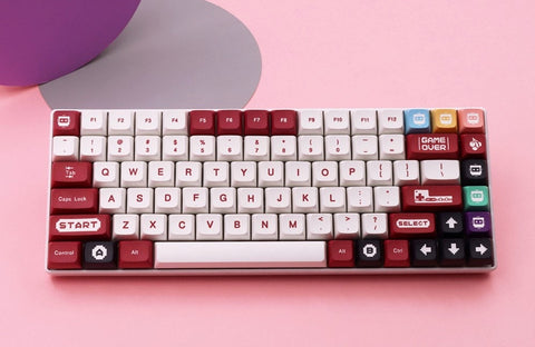 Red and White Retro Keycaps | XDA Profile Keycaps Set | PBT Material | Keycaps For MX Switch | GMk Clone Artisan Keycap Set