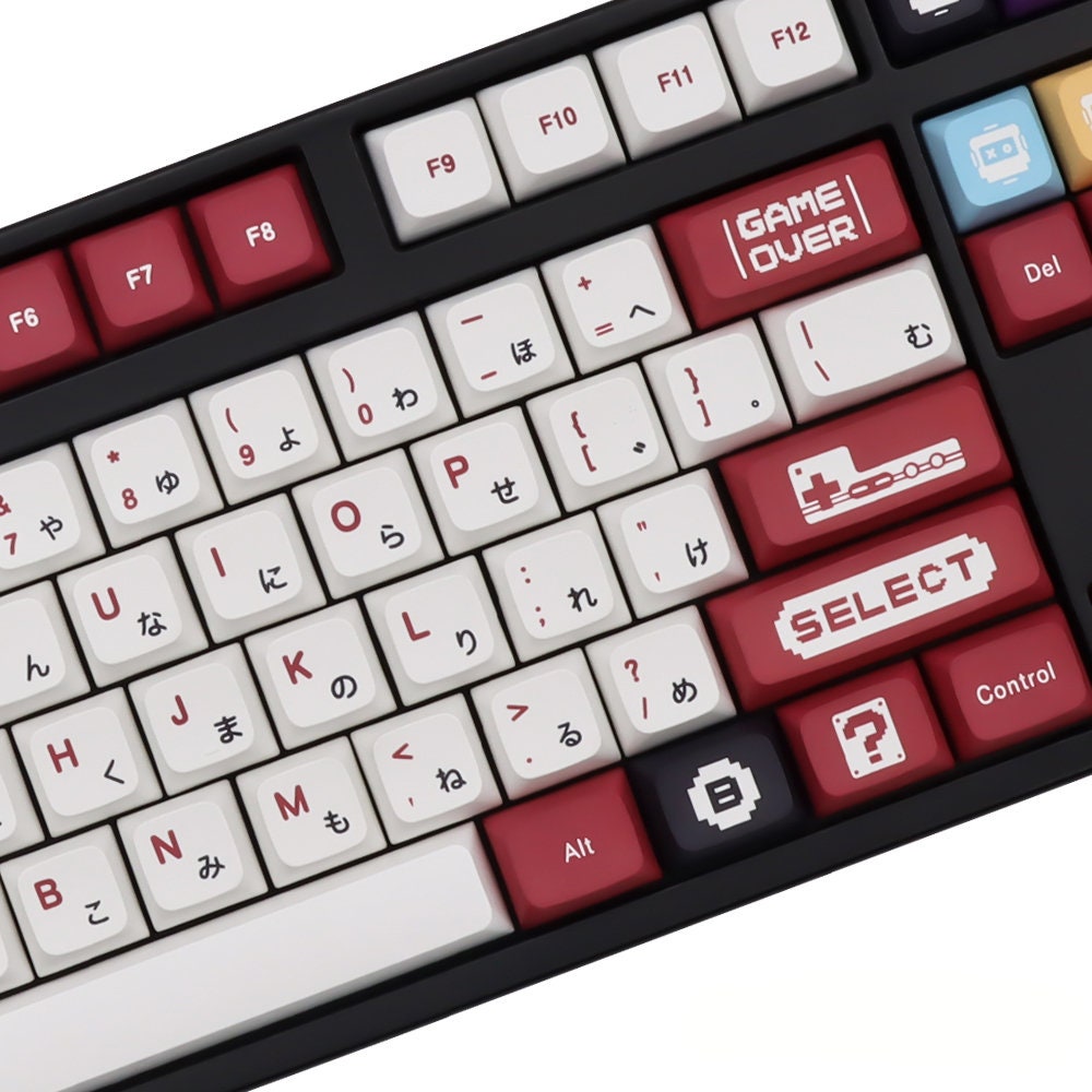 Red and White Retro Keycaps | XDA Profile Keycaps Set | PBT Material | Keycaps For MX Switch | GMk Clone Artisan Keycap Set