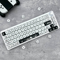 Happy Kitten Keycap Set, MOA Profile, Cute Art, PBT, Cherry MX Stem, Dye-Sub Legends