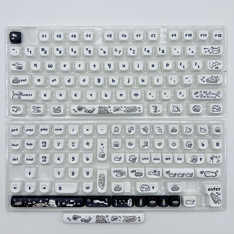 Happy Kitten Keycap Set, MOA Profile, Cute Art, PBT, Cherry MX Stem, Dye-Sub Legends