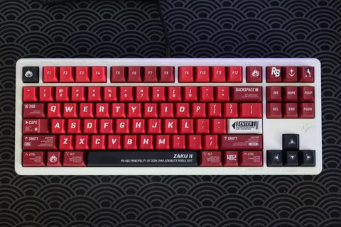 Zeon Zaku II Red Version English PBT 140 keys KCA Profile Keycaps Set, Cute Keycaps, Custom Keycaps