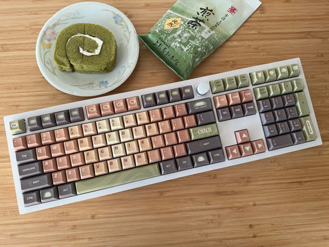 Matcha Green Tea Dessert Theme Custom Keycap Set for Mechanical Keyboard | 140 keys | KCA Profile | MX Switch Type | PBT Material