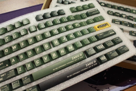Zeon Zaku II Green Version English PBT 140 keys KCA Profile Keycaps Set, Cute Keycaps, Custom Keycaps