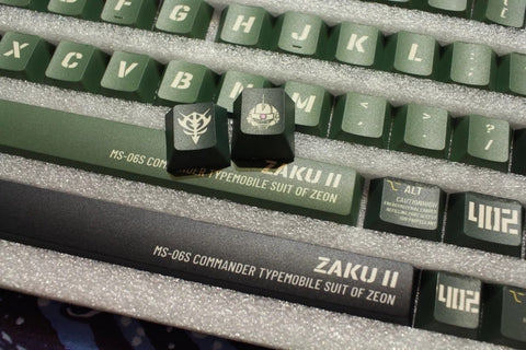 Zeon Zaku II Green Version English PBT 140 keys KCA Profile Keycaps Set, Cute Keycaps, Custom Keycaps
