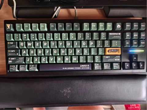 Zeon Zaku II Green Version English PBT 140 keys KCA Profile Keycaps Set, Cute Keycaps, Custom Keycaps