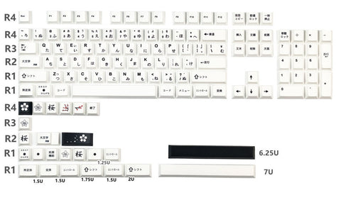 Minimalist Black/White PBT Japanese Keycap Set for Mechanical Gaming Keyboard | 125 keys | Cherry Profile | MX Switch Type | PBT Material